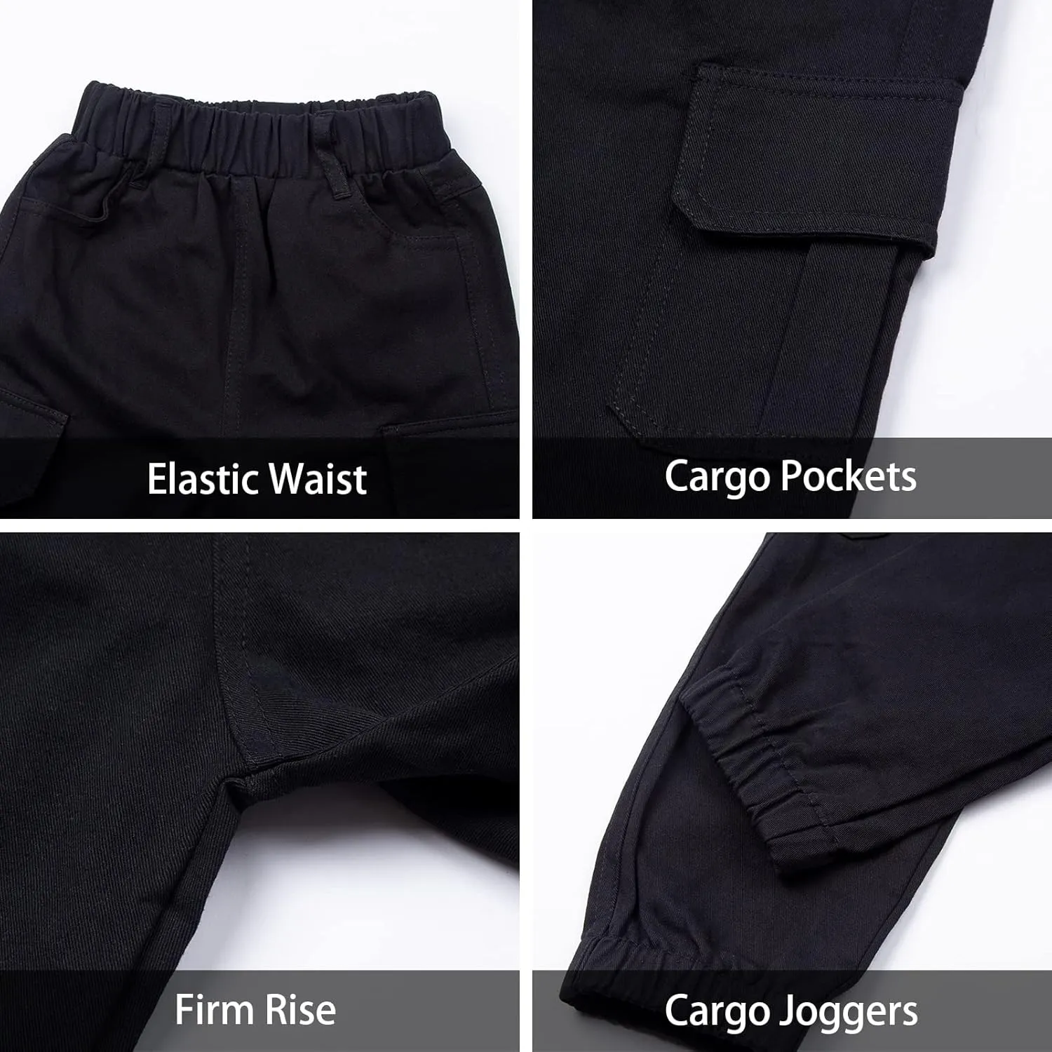 LittleSpring Boys Pull-On Cargo Pants Elastic Waist with Hoop