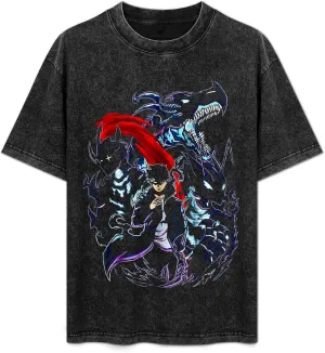 Men Vintage Oversized Drop Shoulder Short Sleeve Novelty T Shirt Loose Top