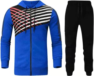 Men's 2 Piece Long Sleeve Tracksuits Full Zip for Casual Jogging Sports Gym Training Warm Hoodie Sweatpants Sets