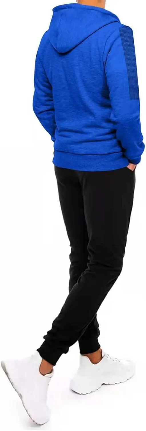 Men's 2 Piece Long Sleeve Tracksuits Full Zip for Casual Jogging Sports Gym Training Warm Hoodie Sweatpants Sets