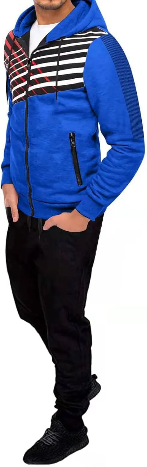 Men's 2 Piece Long Sleeve Tracksuits Full Zip for Casual Jogging Sports Gym Training Warm Hoodie Sweatpants Sets