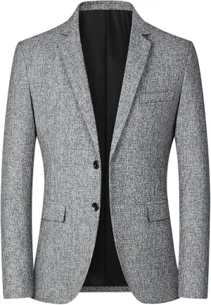 Mens Blazer Jacket, Mens Casual Lightweight Blazer Jacket Slim Fit Stretch Party Wedding Business Two Button Knit Sport Coats