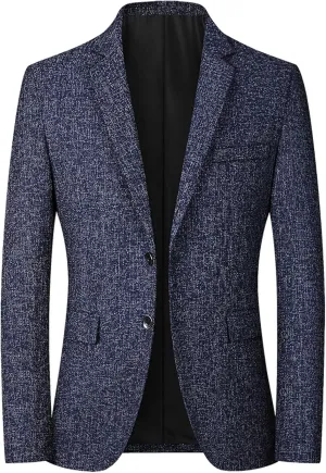 Mens Blazer Jacket, Mens Casual Lightweight Blazer Jacket Slim Fit Stretch Party Wedding Business Two Button Knit Sport Coats