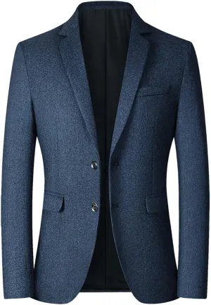 Mens Blazer Jacket, Mens Casual Lightweight Blazer Jacket Slim Fit Stretch Party Wedding Business Two Button Knit Sport Coats
