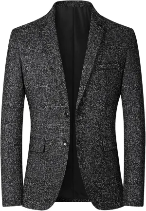 Mens Blazer Jacket, Mens Casual Lightweight Blazer Jacket Slim Fit Stretch Party Wedding Business Two Button Knit Sport Coats
