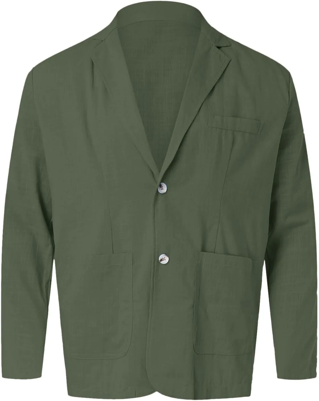 Mens Casual Cotton Blazer Notched Lapel Solid Suit Jackets Trendy Two Button Lightweight Slim Fit Sports Coat