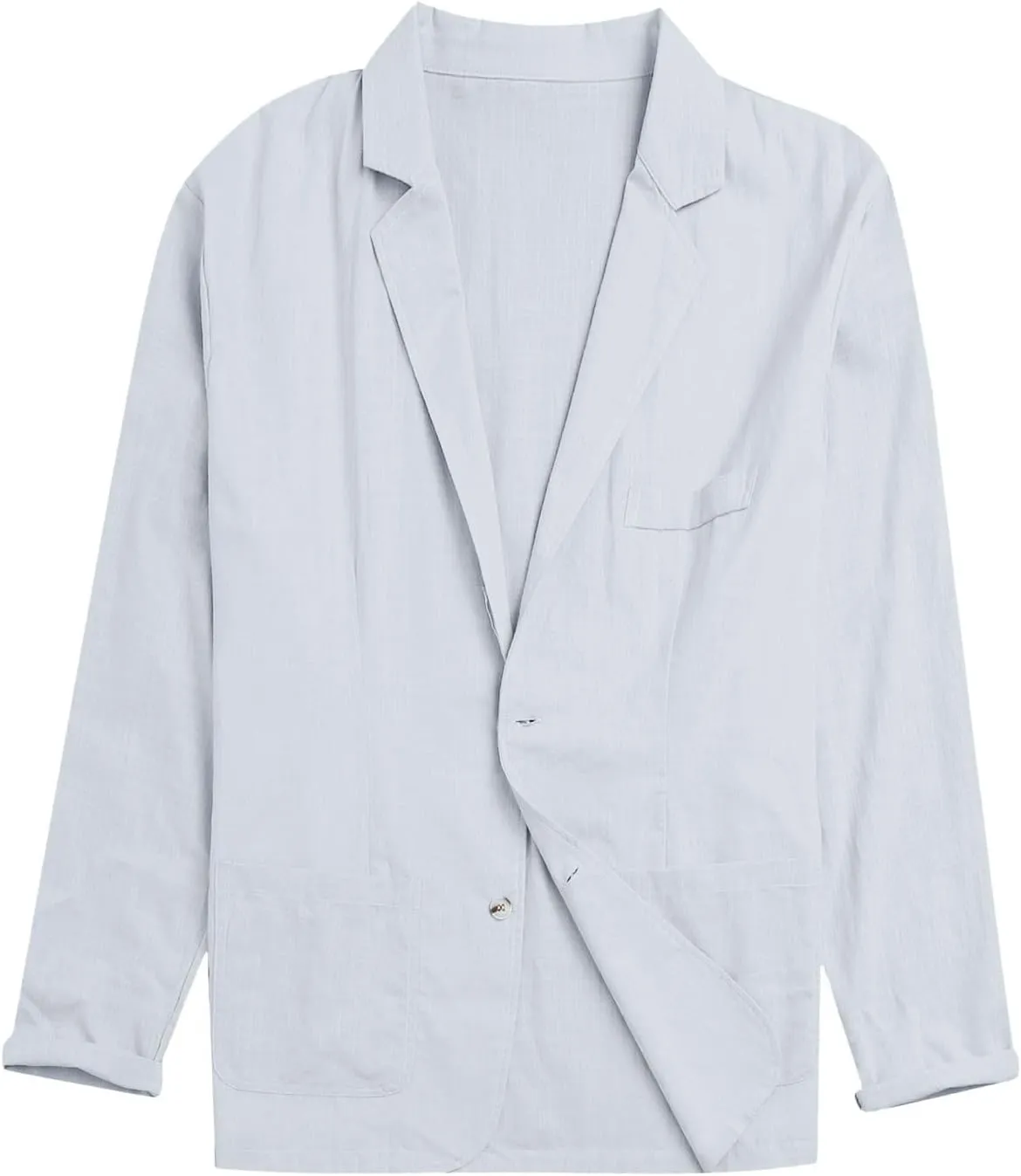 Mens Casual Cotton Blazer Notched Lapel Solid Suit Jackets Trendy Two Button Lightweight Slim Fit Sports Coat