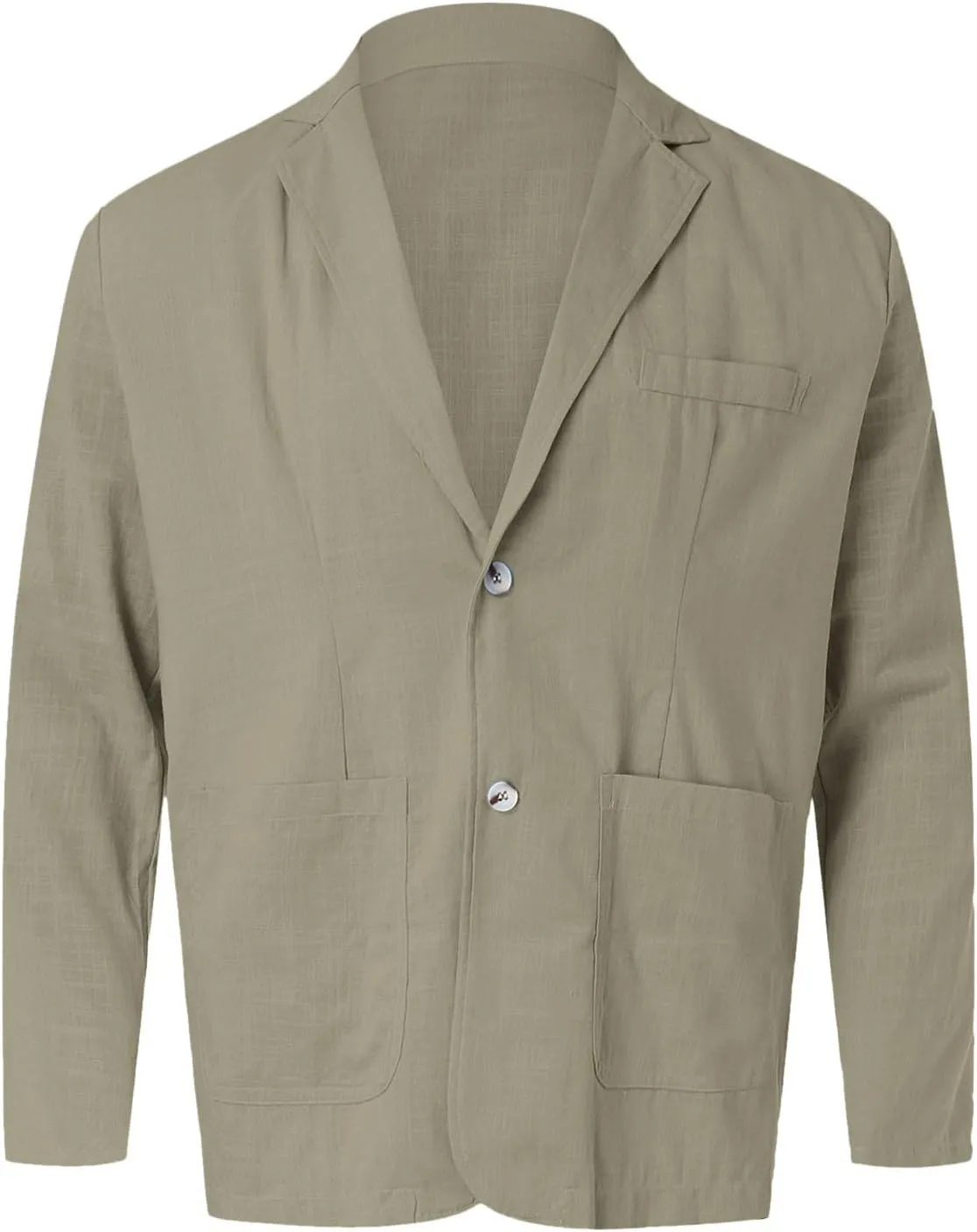 Mens Casual Cotton Blazer Notched Lapel Solid Suit Jackets Trendy Two Button Lightweight Slim Fit Sports Coat