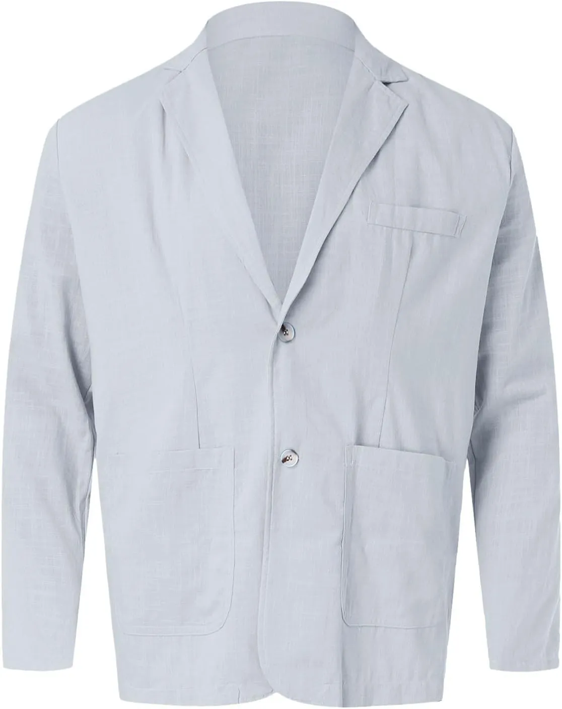 Mens Casual Cotton Blazer Notched Lapel Solid Suit Jackets Trendy Two Button Lightweight Slim Fit Sports Coat