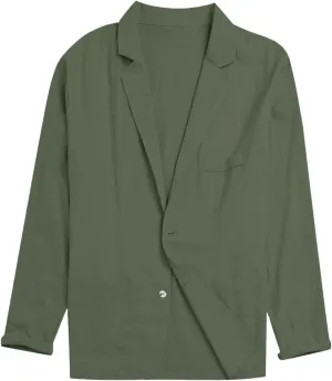 Mens Casual Cotton Blazer Notched Lapel Solid Suit Jackets Trendy Two Button Lightweight Slim Fit Sports Coat