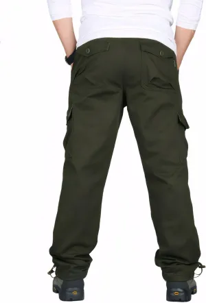 Men's Casual Elastic Waist Multi-Pockets Cargo Work Pants Trousers
