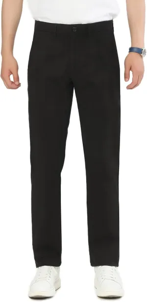 Men's Casual Pants Straight Classic Fit Cotton Flat Front Pants