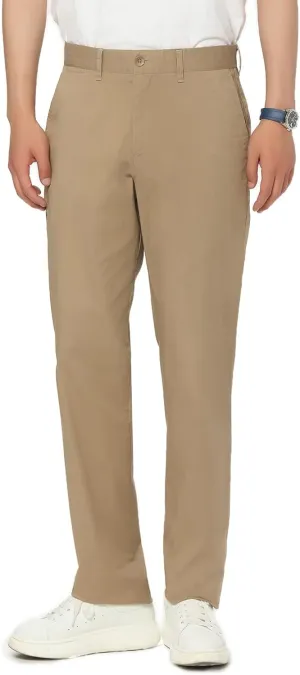 Men's Casual Pants Straight Classic Fit Cotton Flat Front Pants