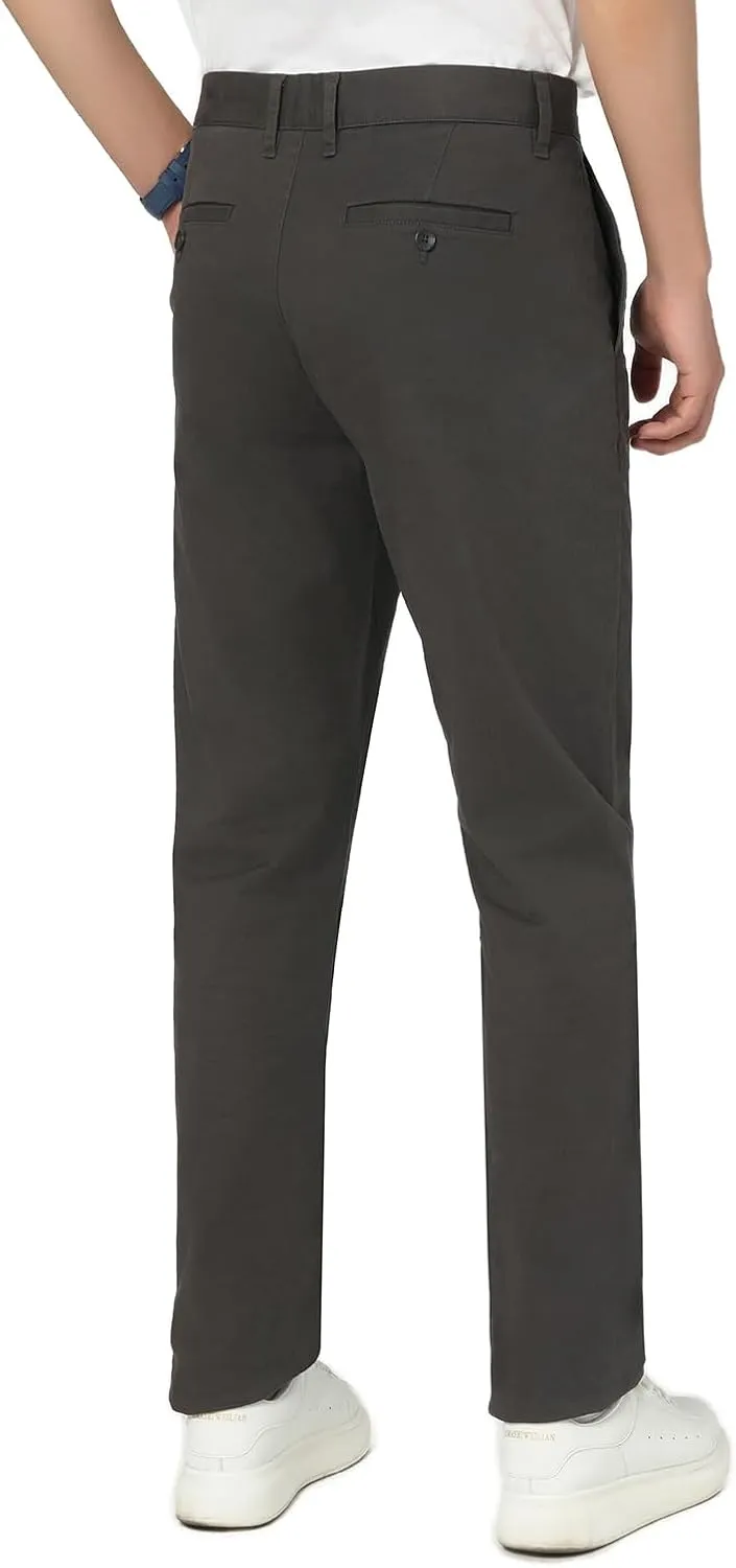 Men's Casual Pants Straight Classic Fit Cotton Flat Front Pants