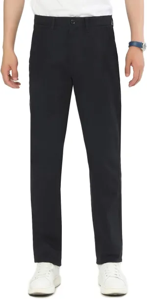 Men's Casual Pants Straight Classic Fit Cotton Flat Front Pants