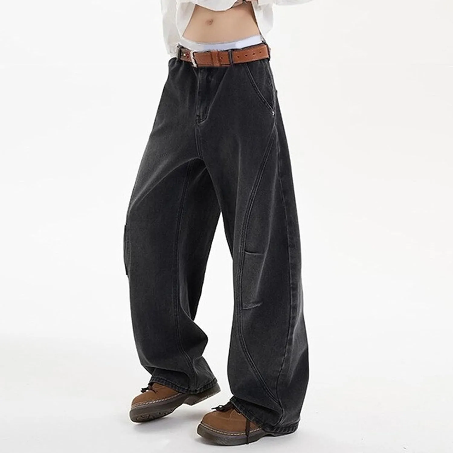 Men's Classic Fit Bootcut Jeans Denim Pants Casual Loose Fit Long Trousers