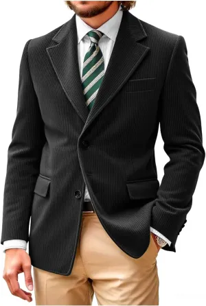 Mens Corduroy Jacket Blazer Men Sport Coat Casual Blazer Corduroy Jacket Notch Lapel Two Button Blazer Jacket