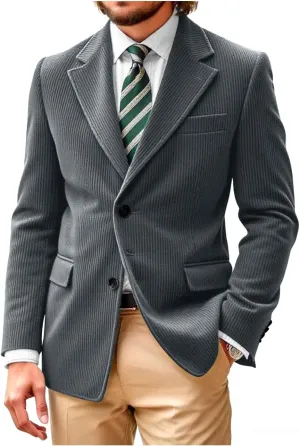Mens Corduroy Jacket Blazer Men Sport Coat Casual Blazer Corduroy Jacket Notch Lapel Two Button Blazer Jacket