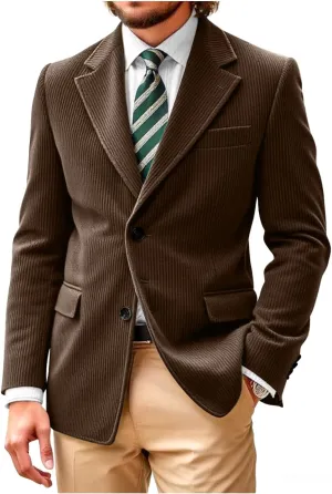 Mens Corduroy Jacket Blazer Men Sport Coat Casual Blazer Corduroy Jacket Notch Lapel Two Button Blazer Jacket