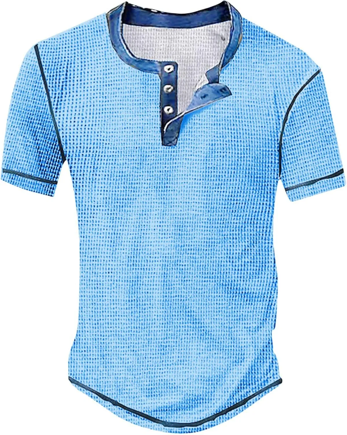 Men's Distressed Henley Shirts Retro Short Sleeve Button Down Shirt Summer Casual Washed Basic T-Shirt Y2K Goth Tops