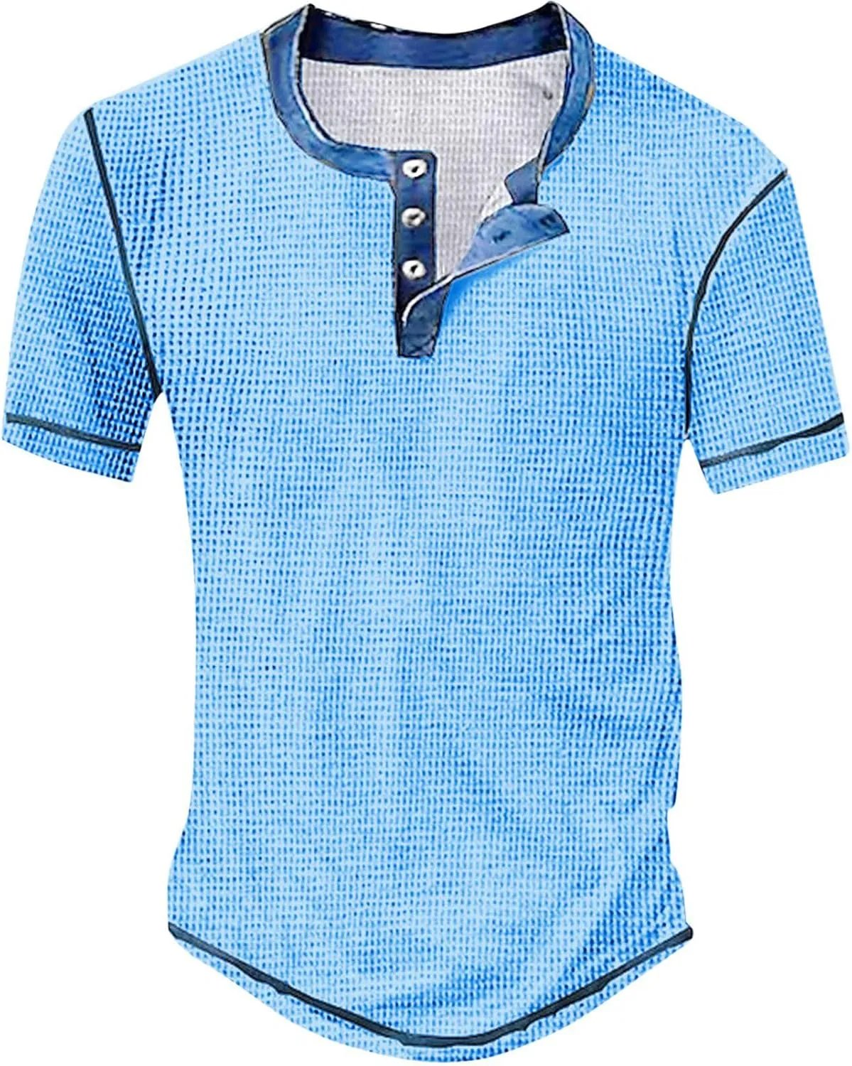 Men's Distressed Henley Shirts Retro Short Sleeve Button Down Shirt Summer Casual Washed Basic T-Shirt Y2K Goth Tops