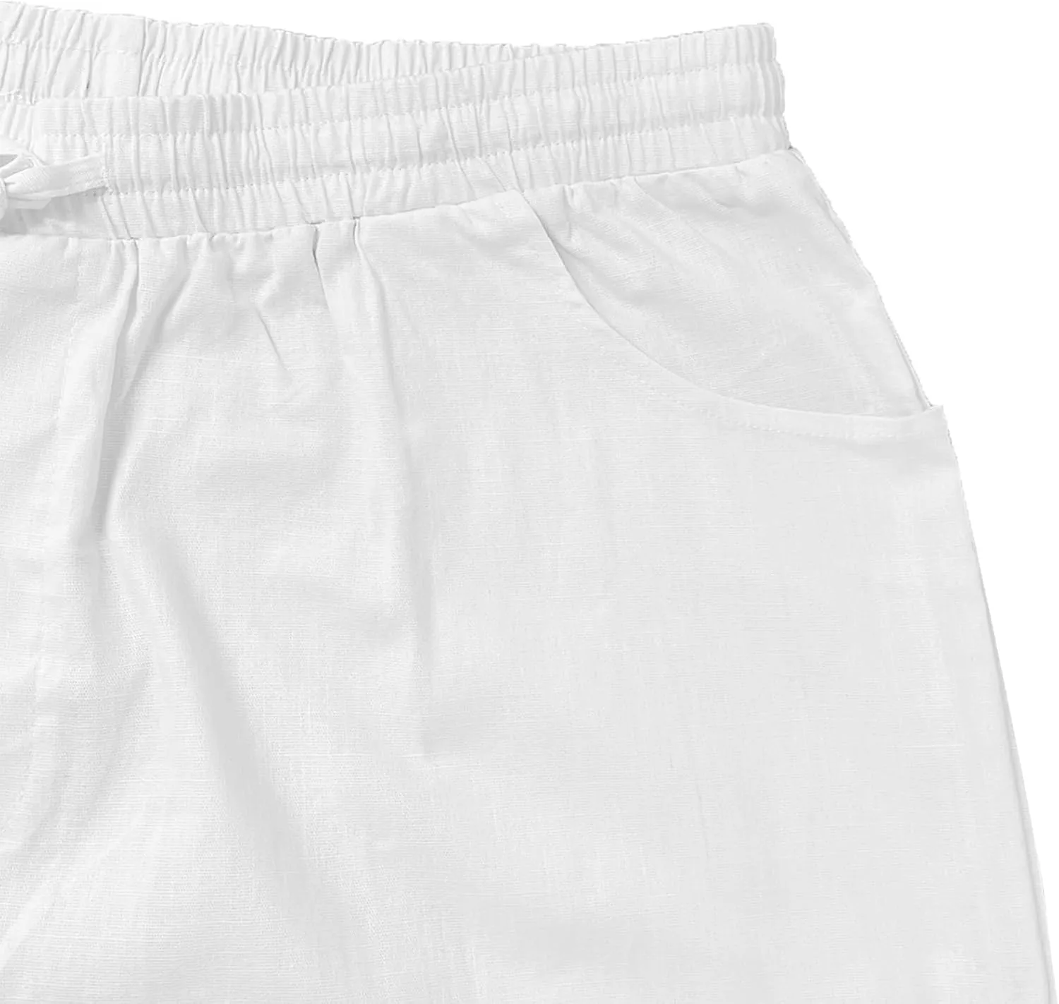 Mens Linen Loose Pant Lightweight Elastic Waist Trousers Csual Pant