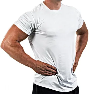 Mens Quick Dry Workout Tees Lightweight Soft Touch Round Neck Gym Shirts Short Sleeve Fitness Tops