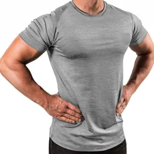 Mens Quick Dry Workout Tees Lightweight Soft Touch Round Neck Gym Shirts Short Sleeve Fitness Tops