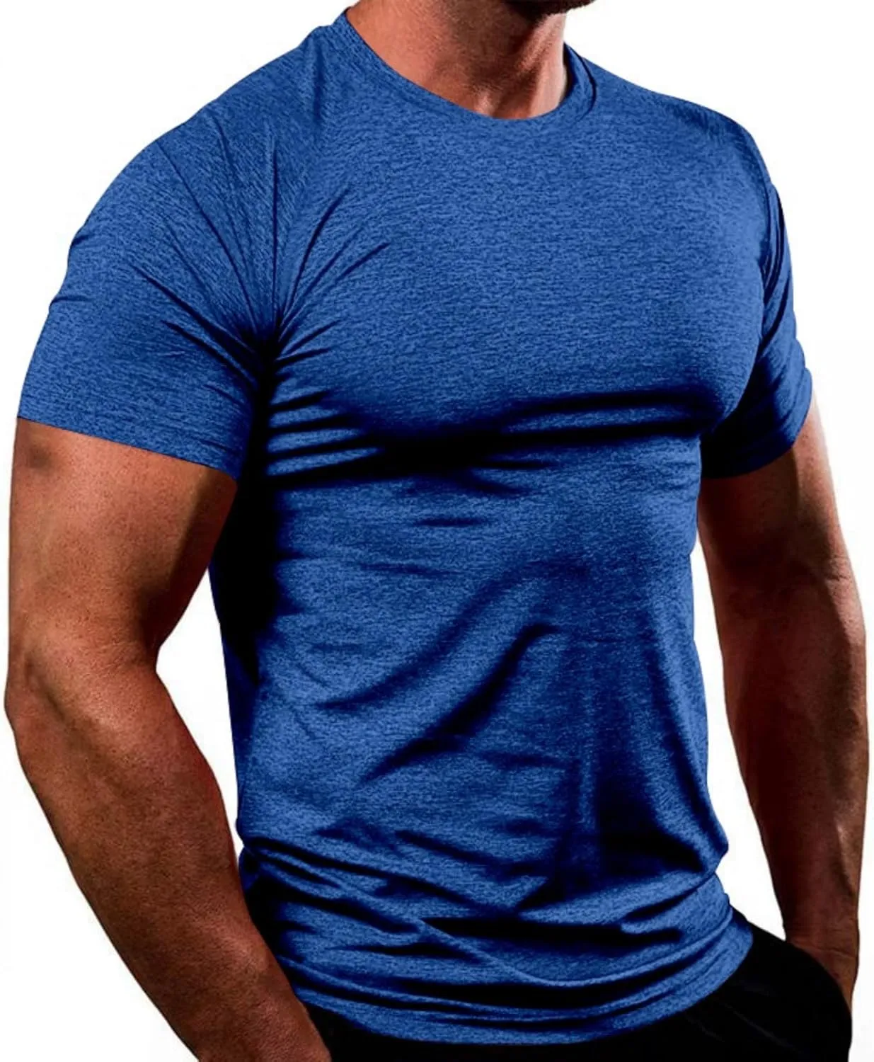 Mens Quick Dry Workout Tees Lightweight Soft Touch Round Neck Gym Shirts Short Sleeve Fitness Tops
