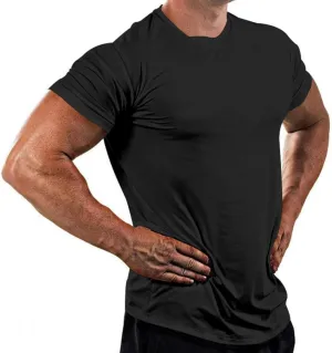 Mens Quick Dry Workout Tees Lightweight Soft Touch Round Neck Gym Shirts Short Sleeve Fitness Tops