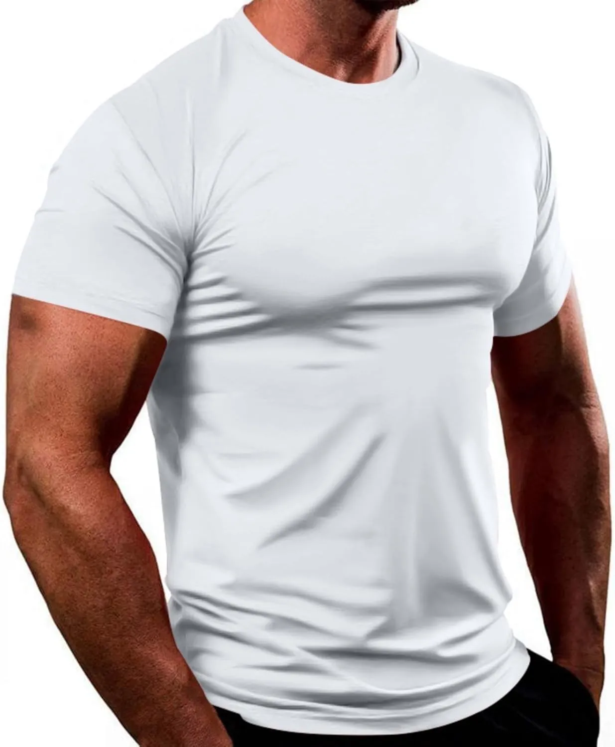 Mens Quick Dry Workout Tees Lightweight Soft Touch Round Neck Gym Shirts Short Sleeve Fitness Tops