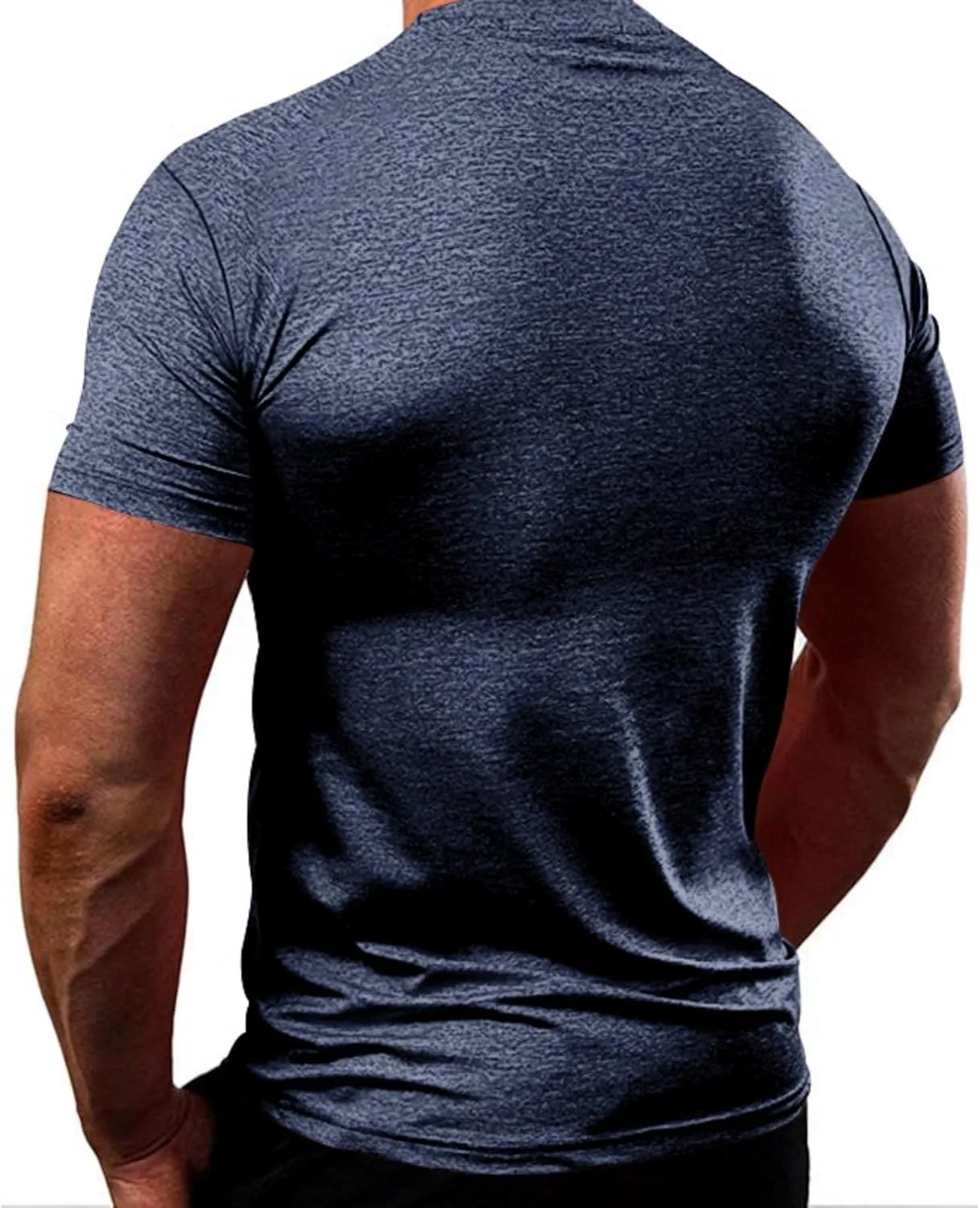 Mens Quick Dry Workout Tees Lightweight Soft Touch Round Neck Gym Shirts Short Sleeve Fitness Tops