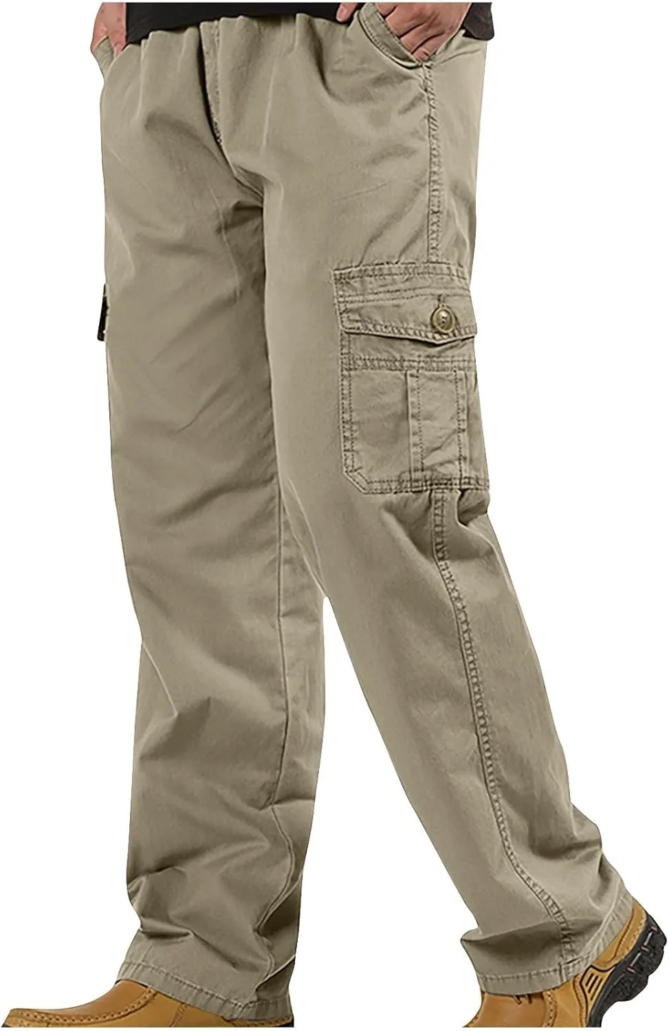 Men's Relaxed Fit Stretch Cargo Pants Baggy Wide Leg Joggers Sweatpants Fall Winter Regular Fit Pants with Pockets