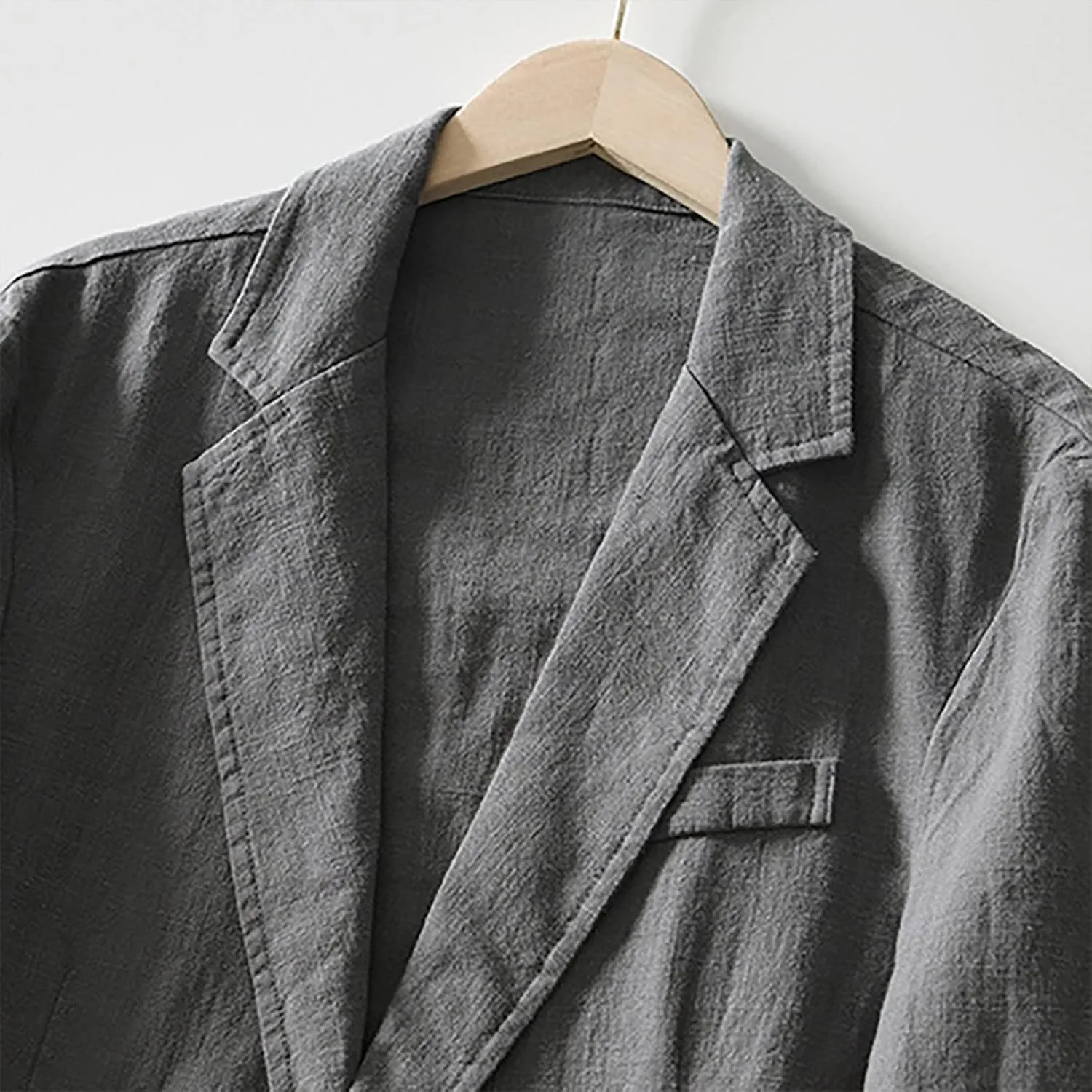 Men's Slim Fit 1 Button Linen Solid Spring and Summer Casual Lightweight Lapel Thin Blazer Outwear Jacket Sport Coat