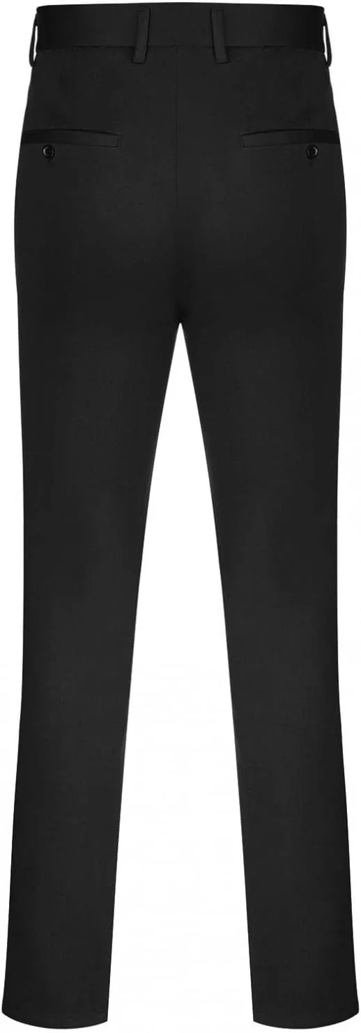 Men's Slim Fit Dress Pant Flex Flat Front Expandable-Waist Suit Pants Modern Fit Wrinkle-Resistant Tapered Chino Pants