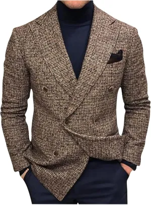 Mens Slim Fit Stylish Blazer Suit Jacket Double Breasted Modern Business Blazers Tuxedo Jacket Lightweight Sport Coat
