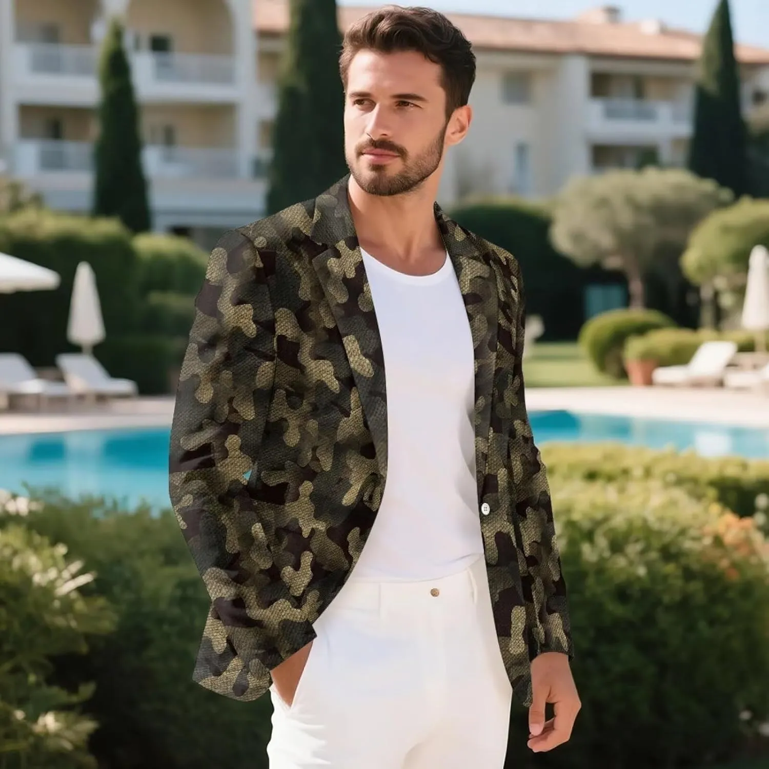 Mens Suit Jackets Casual One Button Slim Fit Blazers Suit Separate Sport Coats with Pockets for Wedding Prom Party