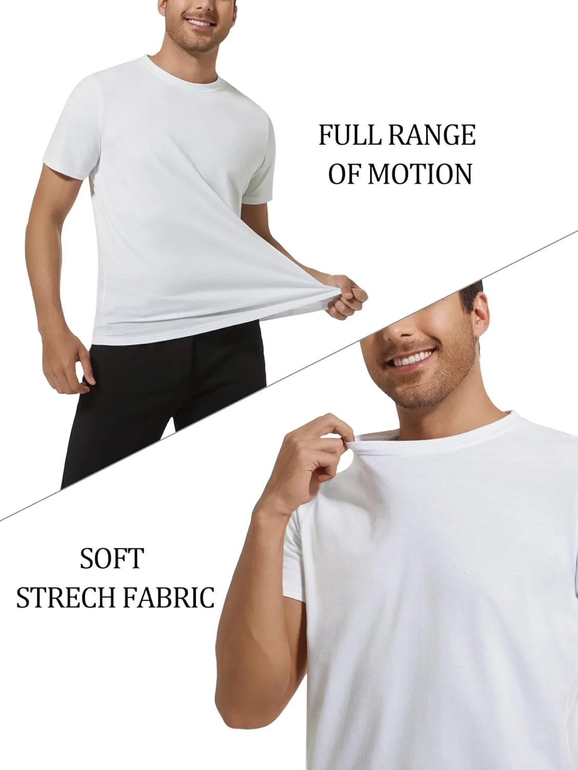 Mens T-Shirts Multi Pack Crewneck Cotton Tee Short Sleeve Classic Longline T Shirts Basic Summer Tops