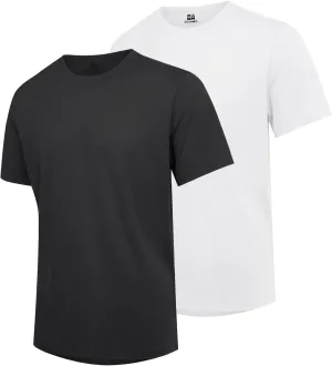 Mens T-Shirts Multi Pack Crewneck Cotton Tee Short Sleeve Classic Longline T Shirts Basic Summer Tops
