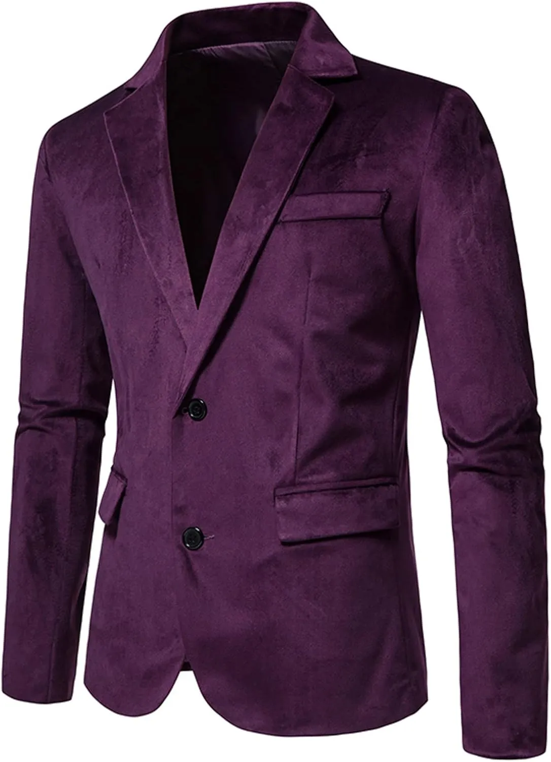 Men's Velvet Blazer Notched Lapel Two Button Slim Fit Velour Vintage Tuxedo Jacket for Prom Wedding Party Dinner