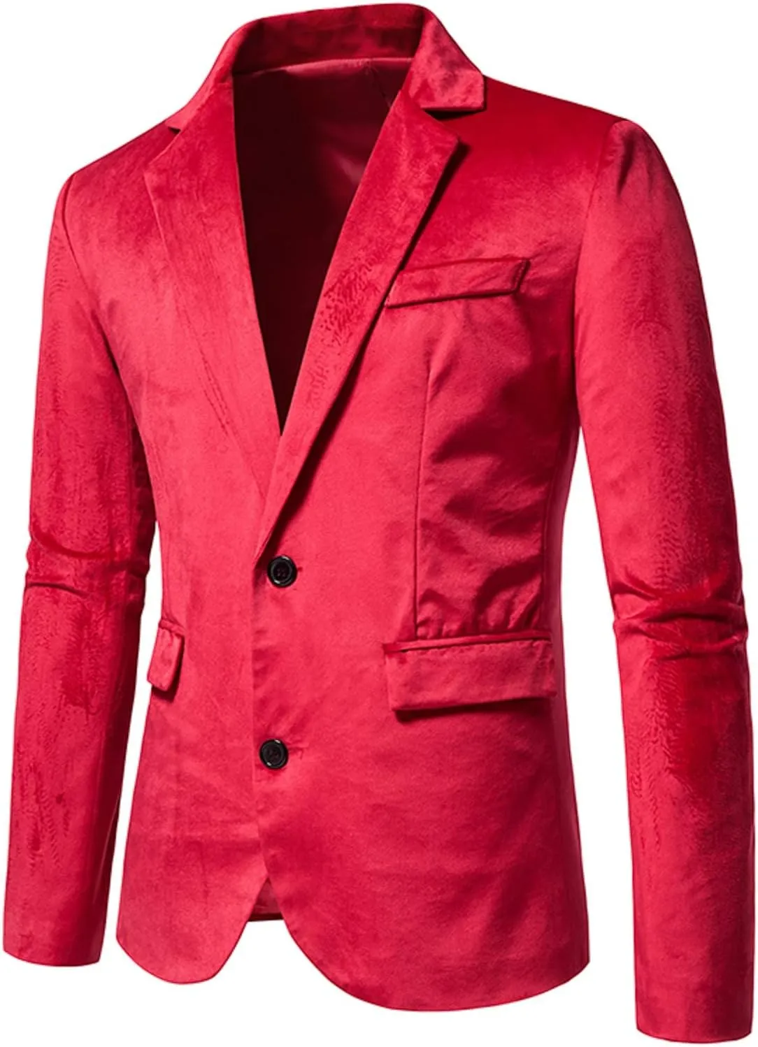 Men's Velvet Blazer Notched Lapel Two Button Slim Fit Velour Vintage Tuxedo Jacket for Prom Wedding Party Dinner