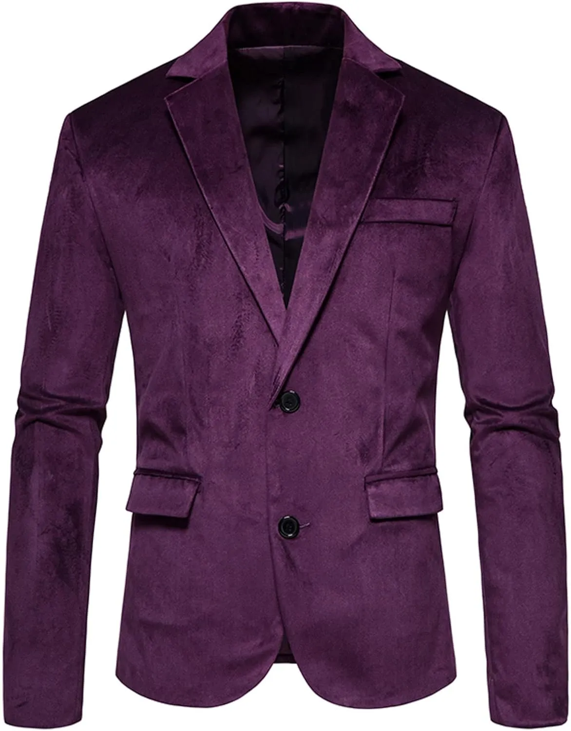 Men's Velvet Blazer Notched Lapel Two Button Slim Fit Velour Vintage Tuxedo Jacket for Prom Wedding Party Dinner