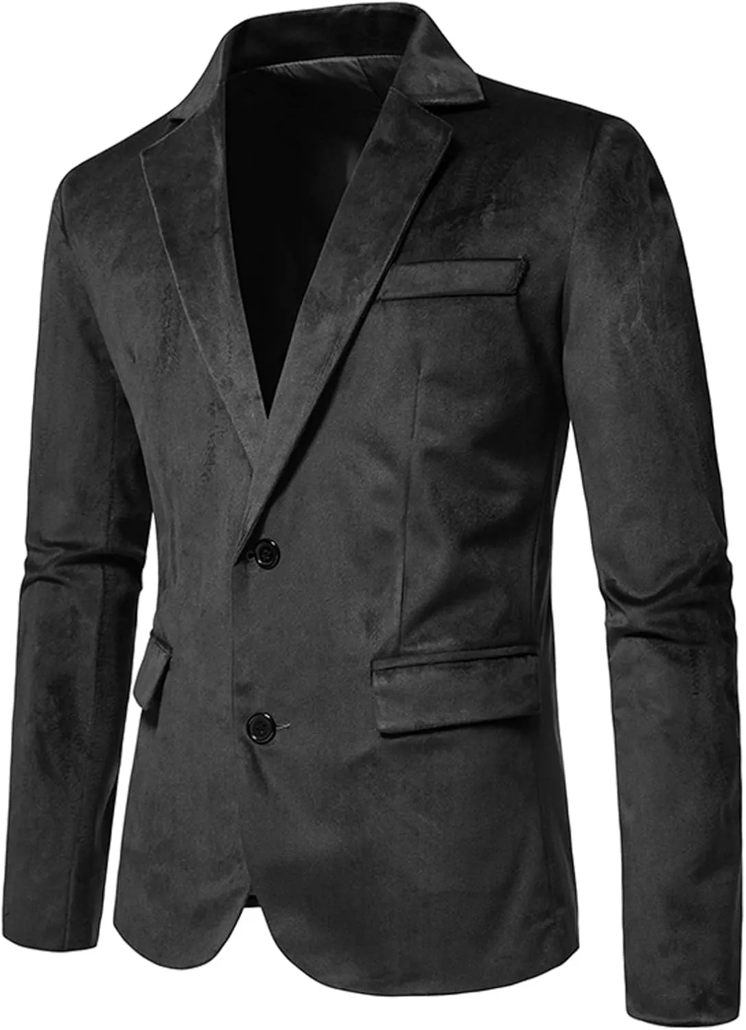 Men's Velvet Blazer Notched Lapel Two Button Slim Fit Velour Vintage Tuxedo Jacket for Prom Wedding Party Dinner