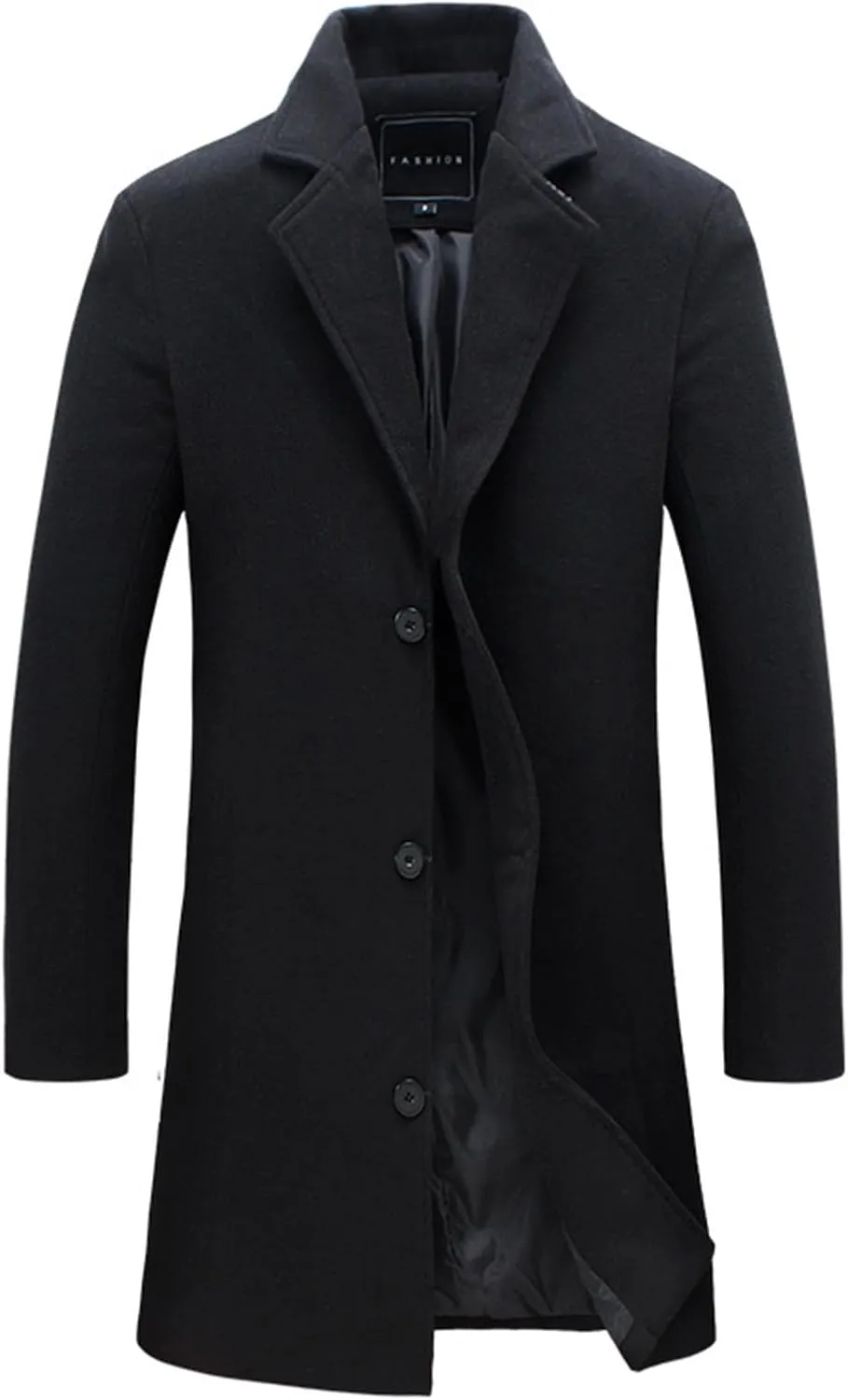 Men's Wool Blend Coat for Winter Casual Single Breasted Overcoat Mid Length Business Jackets Office Trench Coat 2024