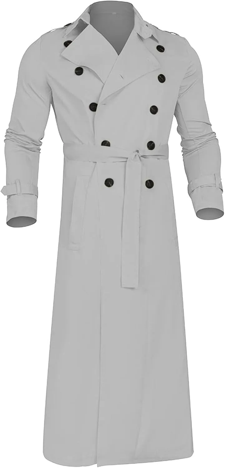 Men's Wool Blend Windbreaker Single-Breasted Notched Lapel Midi-Length Pea Top Warm Knee-Length Woolen Coat