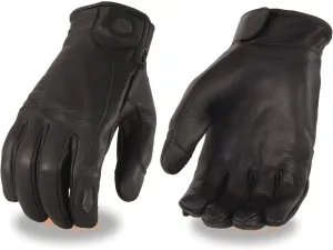 Milwaukee Men's Motorcycle Led Finger Lights blk Leather Gloves with Touch Screen Fingers