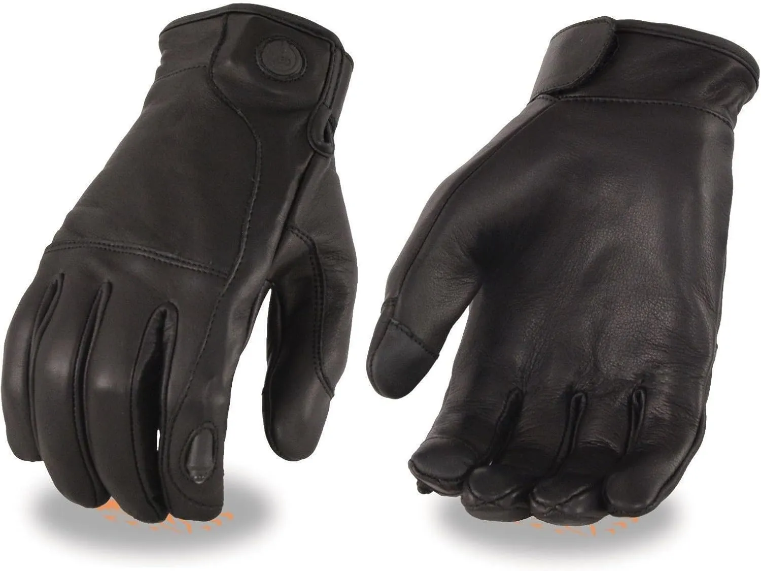 Milwaukee Men's Motorcycle Led Finger Lights blk Leather Gloves with Touch Screen Fingers