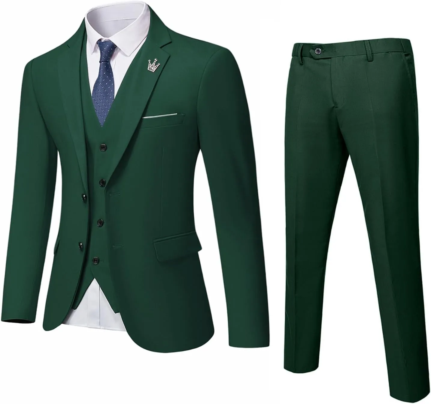 MrSure Men’s 3 Piece Suit Blazer, Slim Fit Tux with 2 Button, Jacket Vest Pants & Tie Set for Party, Wedding and Business