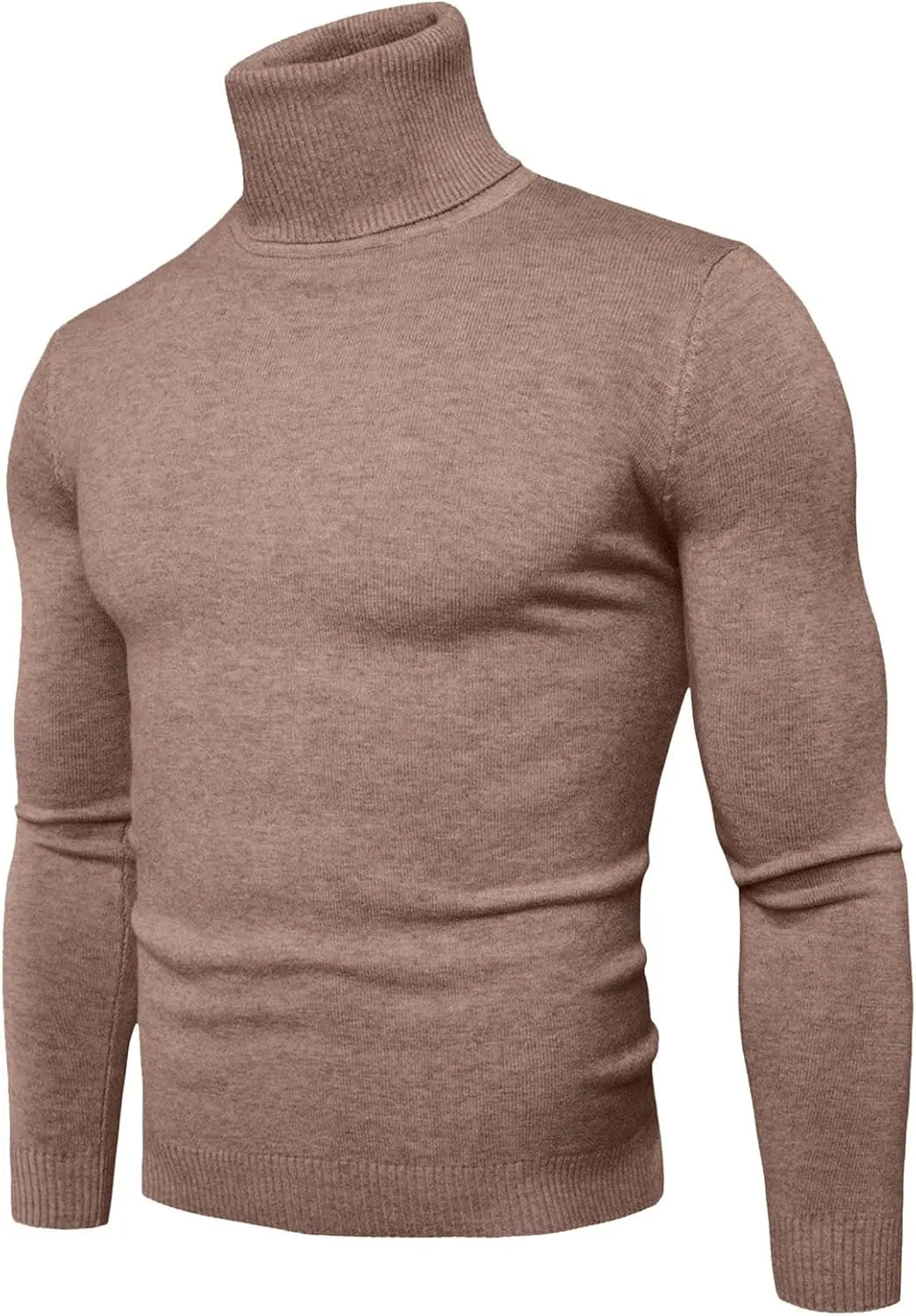 Muyise Men's Slim Fit Basic Turtleneck T Shirts Casual Knitted Pullover Sweaters Lightweight Thermal Soft Basic Shirt