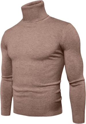 Muyise Men's Slim Fit Basic Turtleneck T Shirts Casual Knitted Pullover Sweaters Lightweight Thermal Soft Basic Shirt